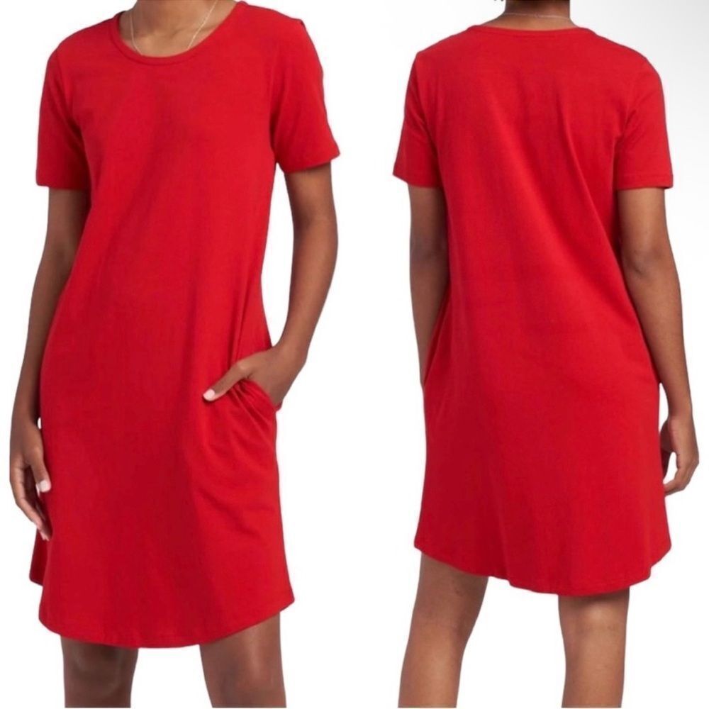 UNIVERSAL STANDARD Halie T-Shirt Dress Red Women’s Small (14/16) WITH POCKETS